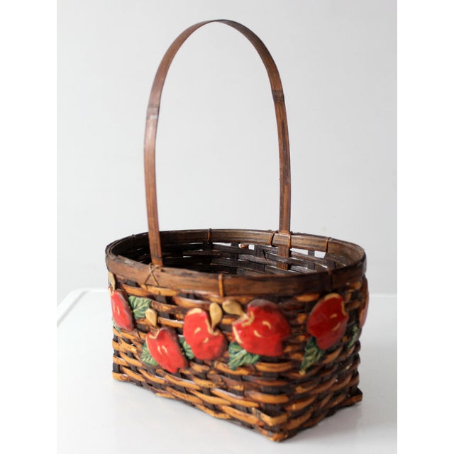 Brown Vintage Woven Apple Basket For Sale - Image 8 of 17