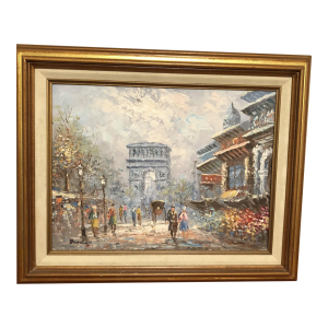 Vintage Mid-Century Impressionist Paris Street Scene Oil Painting - Signed Bernard