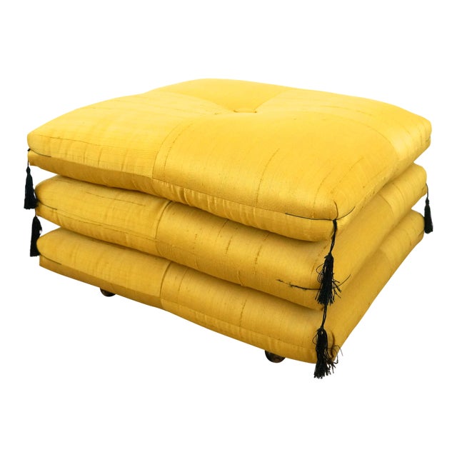 MidCentury Stacked Pillow Ottoman on Wheels Chairish
