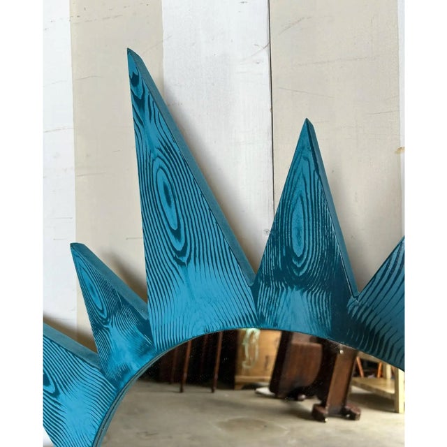 Not Yet Made - Made To Order Custom Made Hand Painted Starburst Mirror in Absolute Blue Faux Bois For Sale - Image 5 of 5