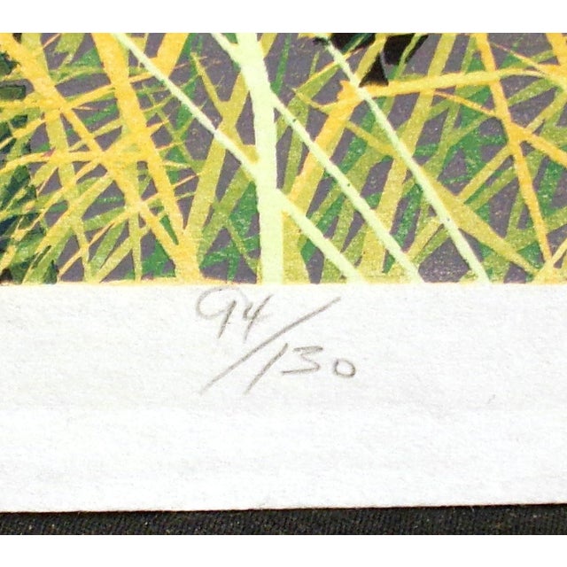 1980s Gordon Mortensen "Cattails" Hand Signed Woodcut Reduction Art Print, For Sale - Image 5 of 6