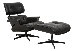 Set of Lounge Chair with Ottoman in Leather by Charles & Ray Eames for Vitra