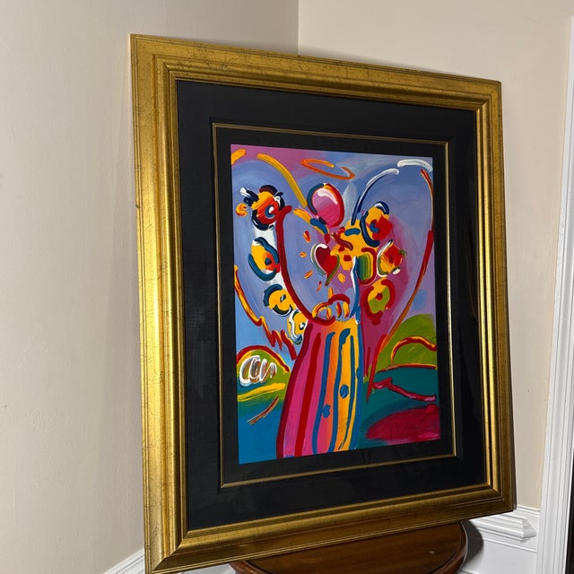 Peter (Finkelstein) Max (Born 1937) "Angel With Heart" Mixed Media With Acrylic Painting and Color Lithography on Paper....