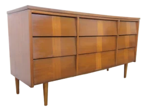 Mid Century Modern Inlay Low Long Dresser Bathroom Vanity 6264