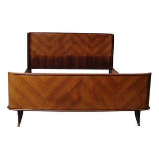 Wooden Double Bed, Italy, 1950s For Sale