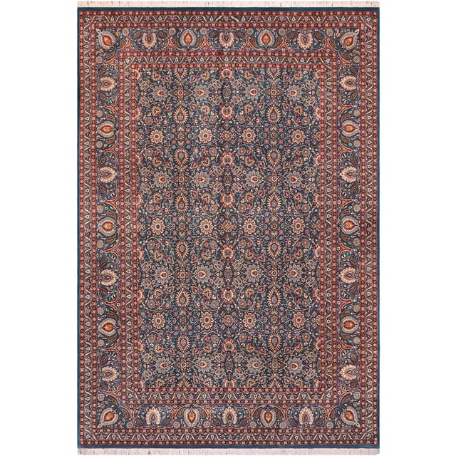Art Nouveau 1990's Floral Pak-Persian Blue/Blue Wool Rug - 9'11'' X 14'6'' For Sale - Image 9 of 9