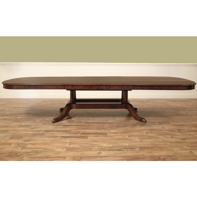 Wood Extending Dining Table Seats 10-14 People Walnut Finished Dining Table With Hyedua Crown Veneer by Theodore Alexander & Stephen Church For Sale - Image 7 of 15
