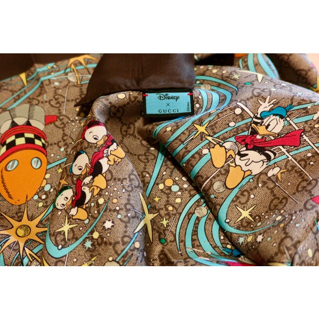 Illustration Framed Gucci Silk Scarf Disney Printed 2000s - Midnight Black Frame For Sale - Image 3 of 5