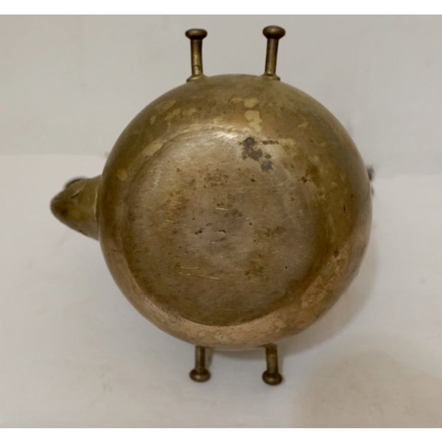 Metal Antique Engraved Victorian Brass Hot Water Tea Kettle For Sale - Image 7 of 12