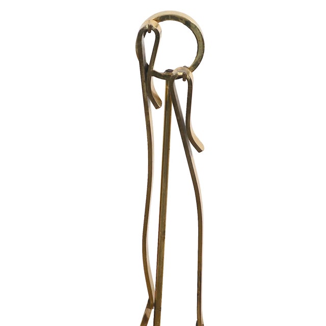Sculptural Modernist Brass Fireplace Tool Set For Sale - Image 12 of 13