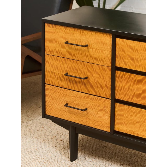 Mid 20th Century Black and Mahogany Mid-Century Nine Drawer Dresser For Sale In Los Angeles - Image 6 of 11