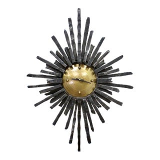 Mid Century Cast Iron Brutalist Clock Made in Germany For Sale