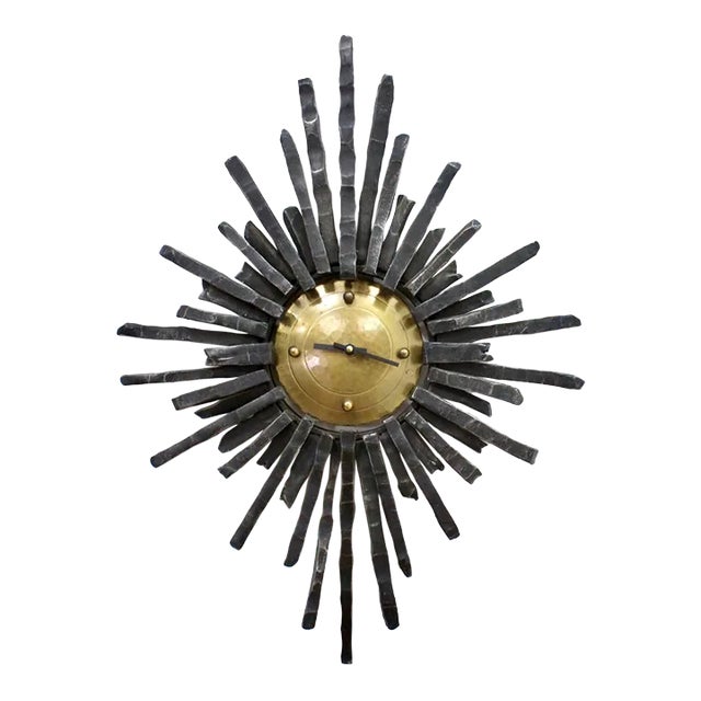 Mid Century Cast Iron Brutalist Clock Made in Germany For Sale