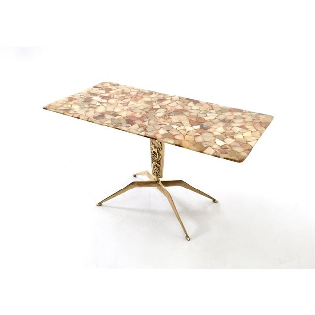 Mid-Century Modern Vintage Bronze Coffee Table with Marble Top, Italy, 1950s For Sale - Image 3 of 9