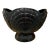Vintage 1980’s High Gloss Black Glazed Ceramic Clam Shell Planter For Sale