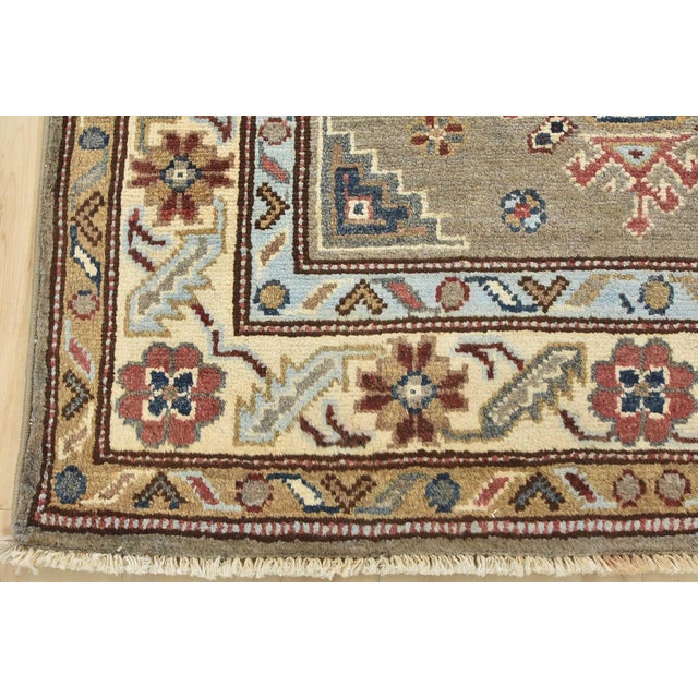 Kazak Rug 2’11” X 4’11” Brown Wool Tribal Hand-Knotted Oriental Carpet For Sale - Image 9 of 12