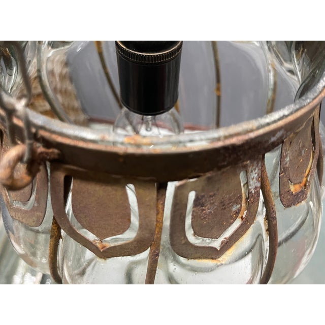 Wrought Iron and Murano Glass Light Pendant, 1950s For Sale - Image 6 of 18