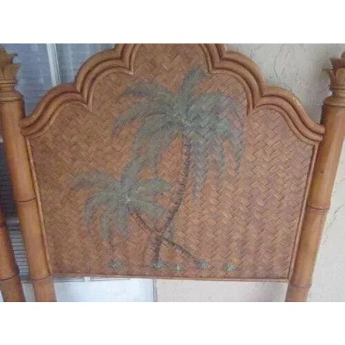1980s Tommy Bahama Style Twin Headboard Painted Palm Leaf Details Finals Set of 2 For Sale - Image 4 of 12