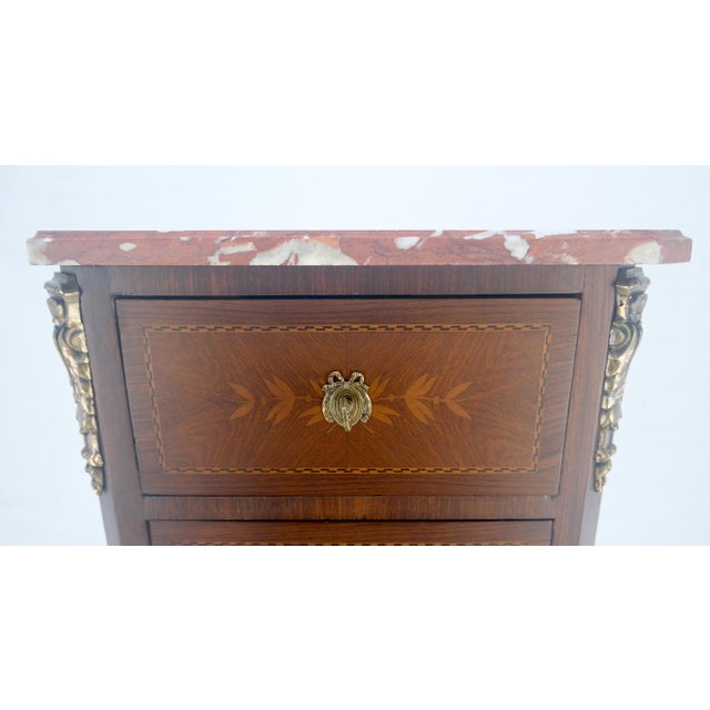 Auburn Rouge Marble Top 6 Drawers w/ Dovetails French Louis XV Lingerie Chest Dresser For Sale - Image 8 of 18