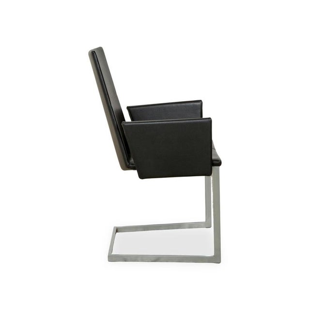 Cantilever Chairs in Black Leather from KFF, Set of 4 For Sale - Image 4 of 6