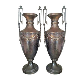 Napoleon III Empire French Brass Vases, Set of 2 For Sale