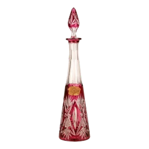 Early 20th Century Val Saint Lambert's 'Eurydice' Model Art Nouveau Carmine Belgian Cut Glass Bottle/Wine Carafe/Decanter