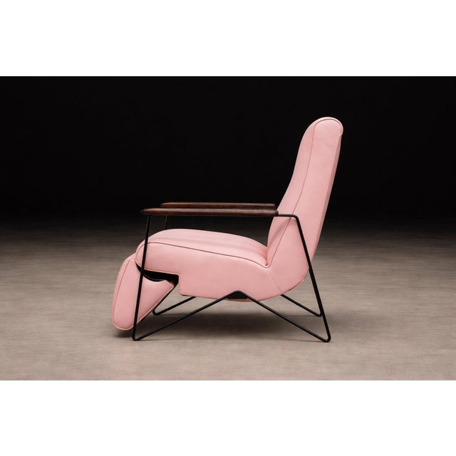 Brazilian Modern Reclining Chair in Metal, Hardwood & Leather, Ernesto Hauner, 1960s For Sale - Image 12 of 15