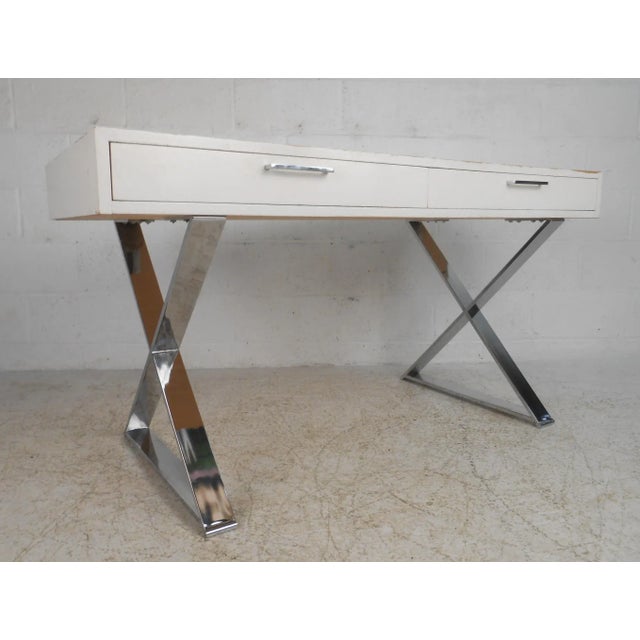 Mid-Century Modern Campaign Desk in the Style of Milo Baughman For Sale - Image 10 of 10