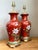 Red Vintage Hand Painted Glazed Ceramic Lamps - A Pair For Sale - Image 8 of 12
