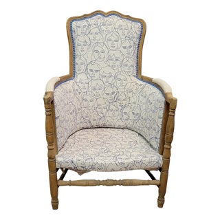 Rustic Armchair with Modernist Upholstery, 1920s For Sale