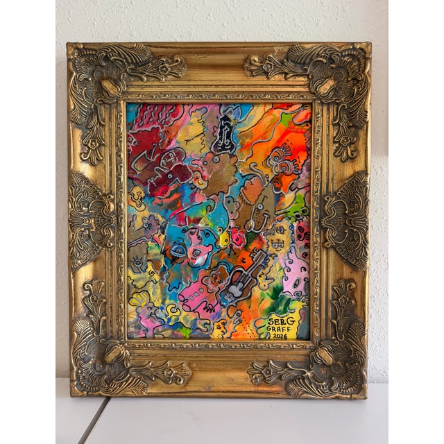 Paint Original Abstract Painting Serg Graff "Baby & Violin" Surreal Fantasy, Coa For Sale - Image 7 of 11