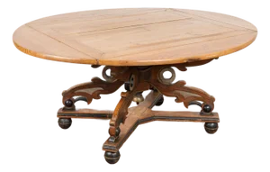 19th Century Swedish Pine Drop Leaf Pedestal Dining Table