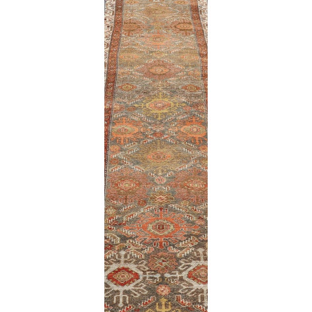 Early 20th Century Antique Persian Hamadan Long Runner in Brown, Gray and Earth Tones 2'6 X 16'3 For Sale - Image 5 of 14