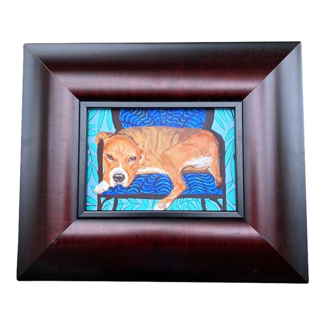 Contemporary Judy Henn PitBull Terrier Small Dog Print Framed For Sale