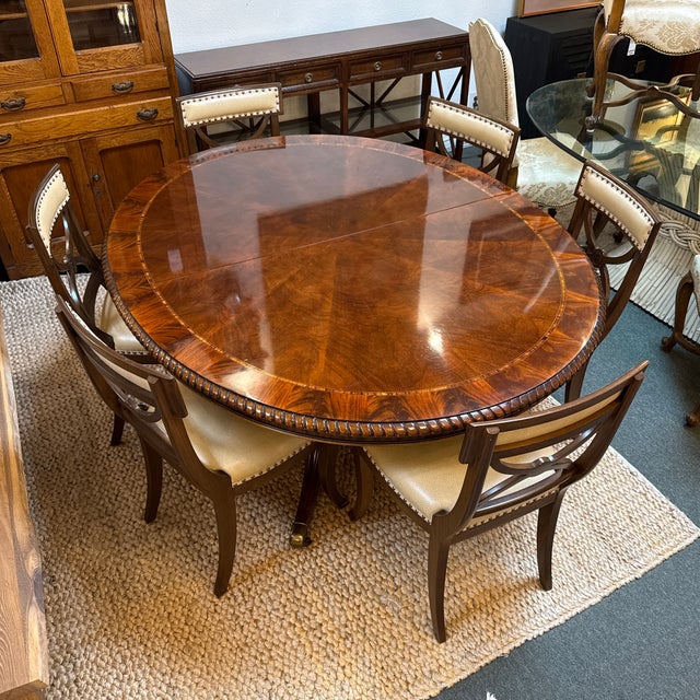 Schumacher French Empire Revival Mahogany Dining Chairs, Set of Eight For Sale - Image 4 of 12