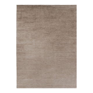 Rug & Kilim’s Oversized Modern Textural Rug in Brown, White and Beige Striae - 13x18 For Sale
