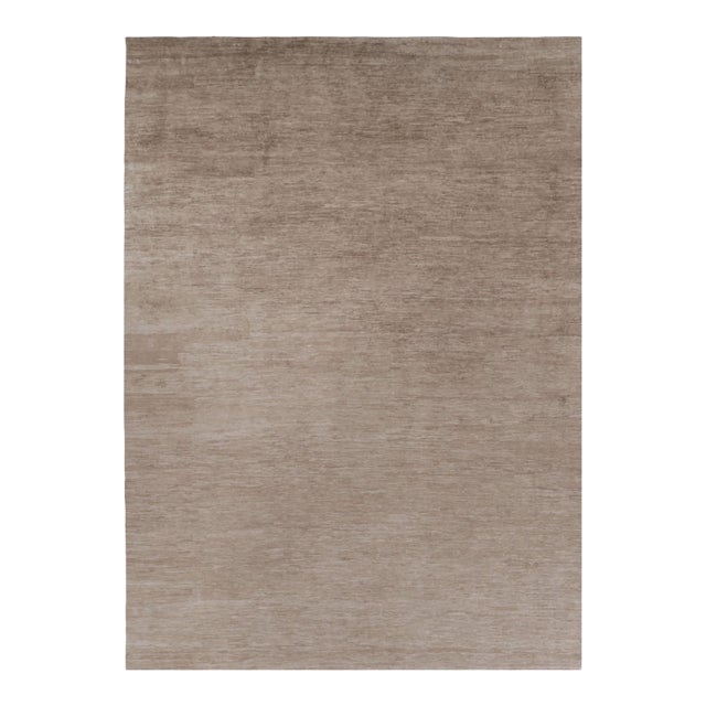 Rug & Kilim’s Oversized Modern Textural Rug in Brown, White and Beige Striae - 13x18 For Sale