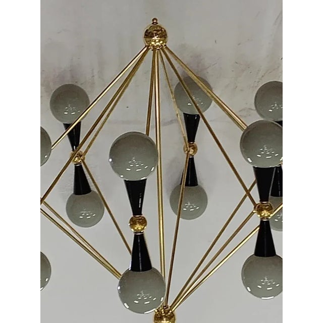 Black Murano Glass and Brass Grey and Black Chandelier, 2000 For Sale - Image 8 of 9