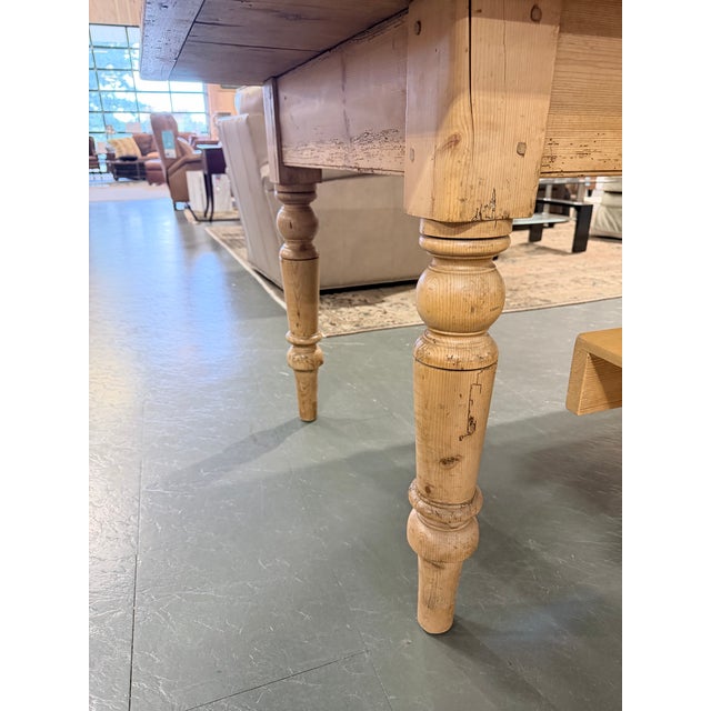 Early 20th Century Antique English Pine Farmhouse Dining Table With Two Drawers For Sale - Image 9 of 9