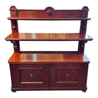 19th Century Mahogany Etagere With Lion Mask Handles For Sale