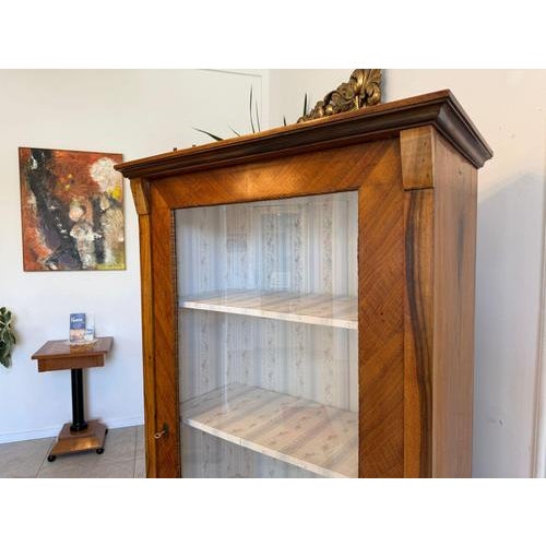 Brown Biedermeier Display Cabinet in Glass and Walnut For Sale - Image 8 of 10