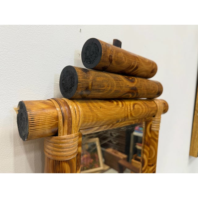 Available for sale: Rare Small bamboo mirror Great details on the bamboo.