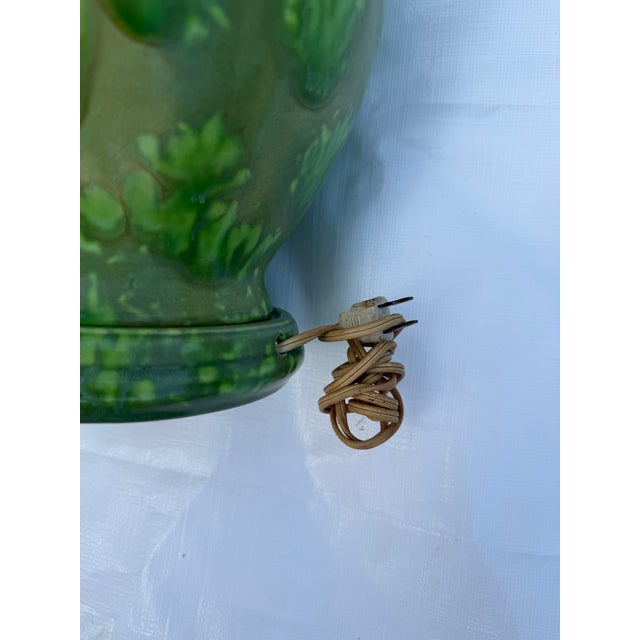 1960s Mid-Century Modern Green Ceramic Ginger Jar Lamp For Sale - Image 6 of 6