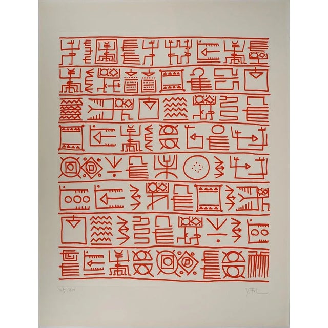 Yona Friedman, Pictograms of Genesis (Orange), Original Signed Screenprint For Sale - Image 6 of 6