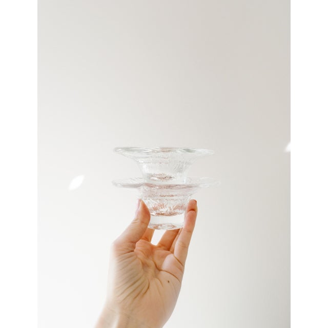 Vintage Scandinavian Modern Glass Leaf Candlholder/Egg Cup by Goran Warff for Kosta Boda Sweden - a Pair For Sale - Image 11 of 13