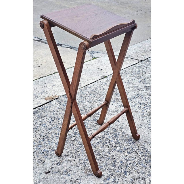 Brown Drexel Mid Century Distressed Walnut Lectern, Podium, X Side Book Stand or Music Stand For Sale - Image 8 of 8