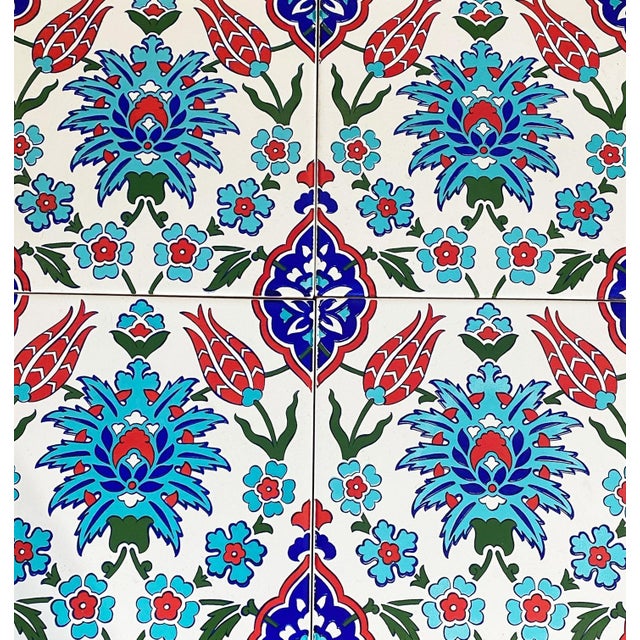 This Turkish ceramic tile collection features four individual 8"x8" pieces that combine to form a striking 16"x16"...