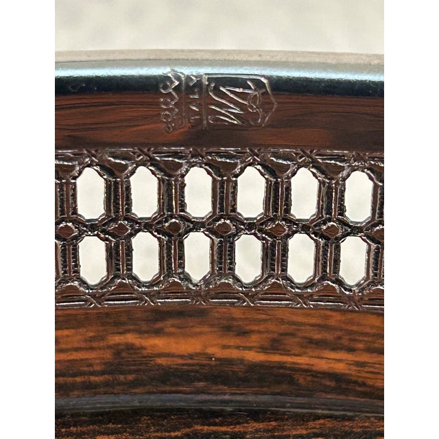 Coffee 1960s Italian Silverplate Pierced Gallery Tray With Faux Bois Bakelite or Formica Surface For Sale - Image 8 of 8