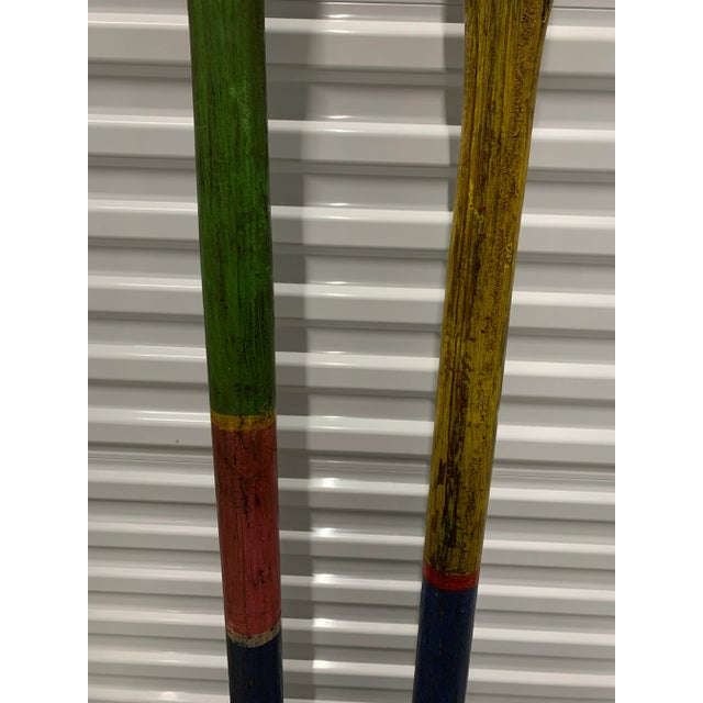 Pair of Vintage Wooden Rowing Oars From a Summer Camp in Indiana For Sale - Image 4 of 11