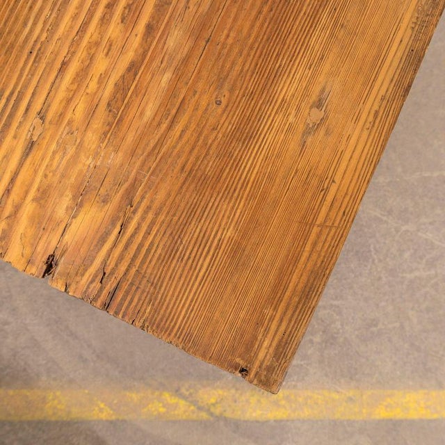 Wood Scrubbed Top Pitch Pine Dairy Dining Table, 1950s For Sale - Image 7 of 9